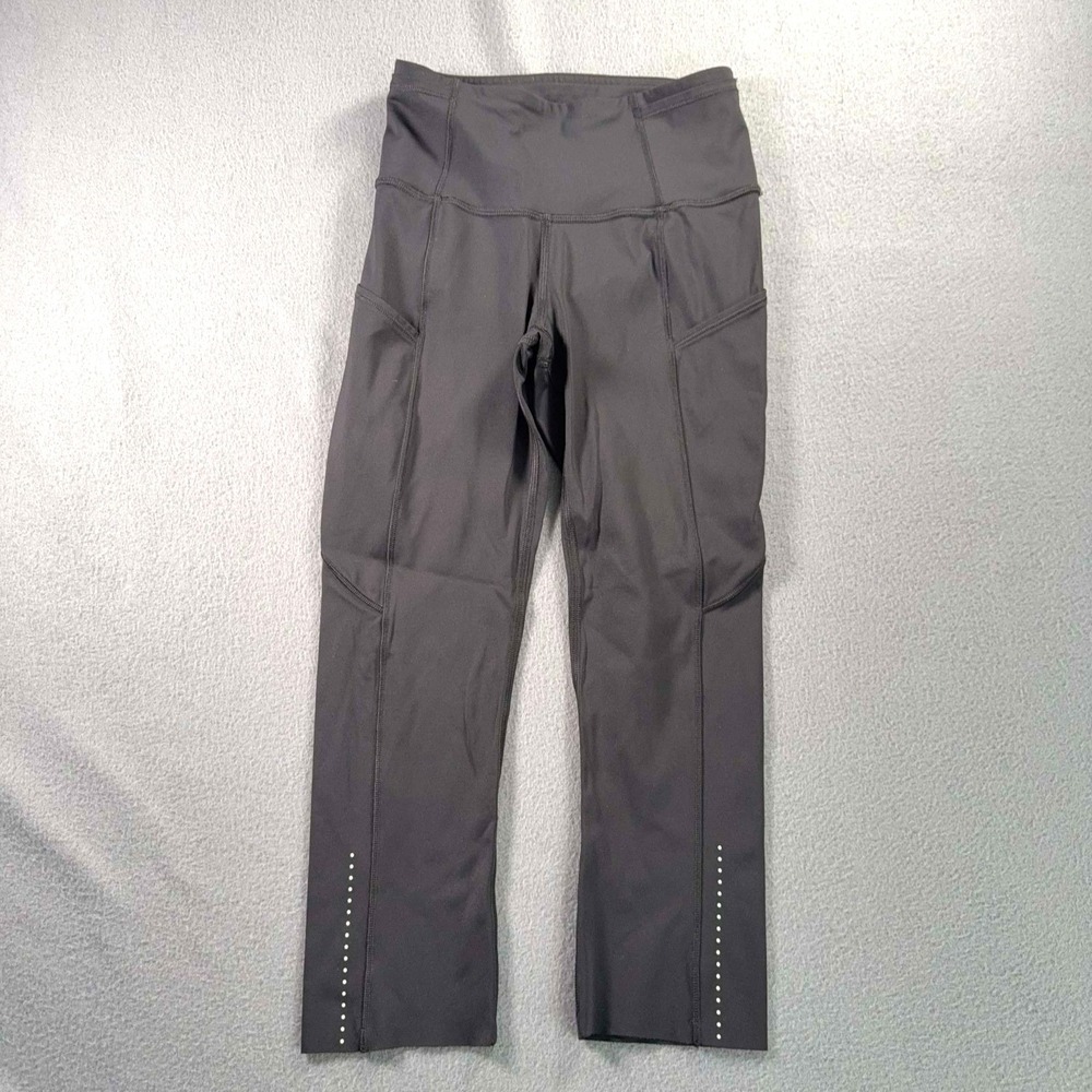 Lululemon Fast & Free‎ Crop II Leggings Womens 2 Black Pockets 21x18 Run